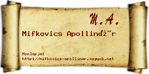 Mifkovics Apollinár névjegykártya